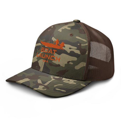 Boat Launch USA Orange Mud Boat-Camouflage Trucker Hat