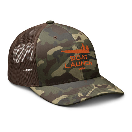 Boat Launch USA Orange Mud Boat-Camouflage Trucker Hat