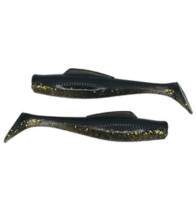 Brackish Bomber Swimbait - Black and Clear Gold Flake - 3-1/4 Inch - 6pk