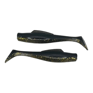 Brackish Bomber Swimbait - Black and Clear Gold Flake - 3-1/4 Inch - 6pk