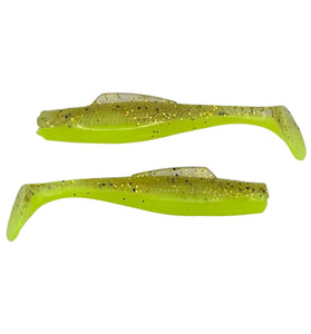 Marsh Mojo Swimbait - Clear with Gold Flake and Chartreuse - 3-1/4 Inch